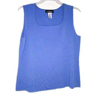 JONES NEW YORK WOMAN Squared Neck Ribbed Knit Blue Sleeveless Shell/Vest Size 2X